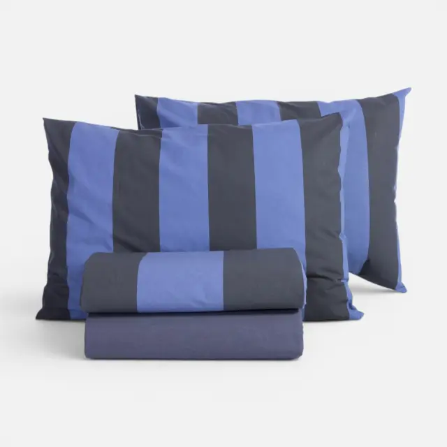 ΣΕΤ ΣΕΝΤΟΝΙΑ ΥΠΕΡΔΙΠΛΑ CASUAL VERTIA ΜΕ ΛΑΣΤΙΧΟ NEF-NEF HOMEWARE, 100% ΒΑΜΒΑΚΙ - BLUE/BLACK (039619) 3
