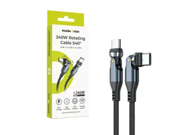 Mobile Origin 240W Rotating Cable 540° USB-C to USB-C 1m CB12