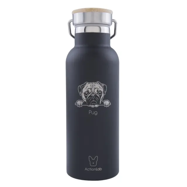 Eco Life Bamboo Thermos Bottle Μαύρο Pug 500ml Μαύρο