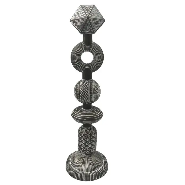 Διακοσμητικό Tribal Καφέ Polyresin 14x14x50cm