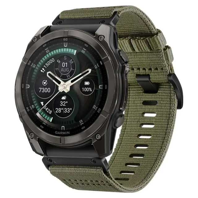 Tech-protect Nylon Classic Garmin Fenix 5 / 6 / 6 Pro / 7 / 8 / 8 Pro / E / 9 / 9 Pro (47 Mm) Military Green