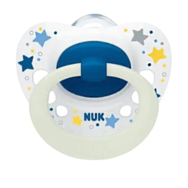 Nuk Ορθοδοντική Πιπίλα Σιλικόνης για 6-18 μηνών Signature Night με Θήκη Νυκτός Αστεράκια Σιέλ