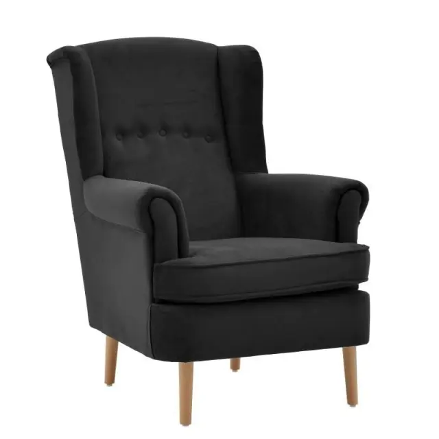 Μπερζέρα Μαύρο Βελούδο 80x85x107/50cm 3-50-777-0024