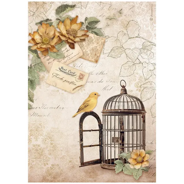 Ριζόχαρτο ντεκουπάζ Stamperia 21x29cm A4, Golden Harmony, Cage