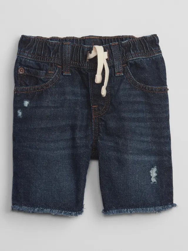 Μπλε babyGap Distressed Denim Pull-On Σορτς με Washwell medium wash