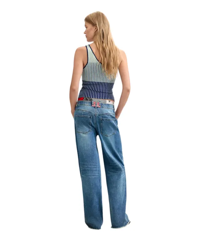 Desigual - Γυναικείο Τζιν Παντελόνι Jeans Belt 26WWDD12-5008 Μπλε 3