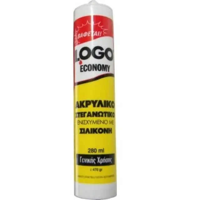 LOGO ECONOMY Ακρυλική Μαστίχη (Στoκοσιλικόνη) Βαφόμενη Λευκή 280ml