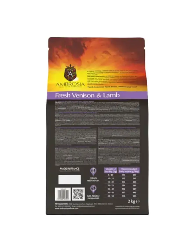 Ambrosia Grain Free Adult Fresh Venison & Lamb 2Kg Μονόχρωμο 3