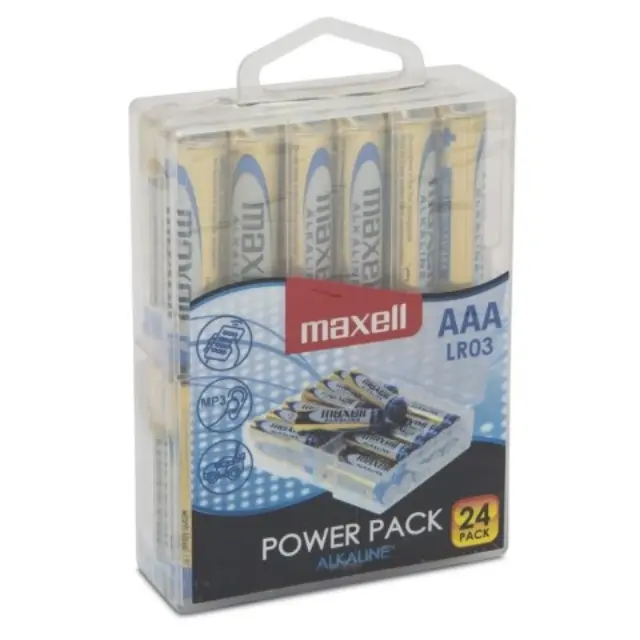 Αλκαλικές μπαταρίες Maxell AAA-LR3, σε blister 24 τεμαχίων.