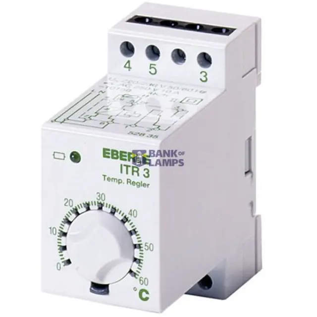 Temperature controller on mounting rail 0...60C, AC 230V, 1 changeover contact, potential free, 10 A