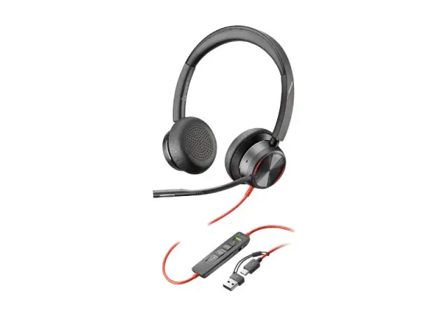HP Poly Headset Blackwire 8225 Stereo USB-C +USB-C A Adapter (8X223AA)