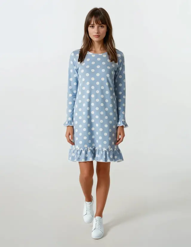 W384 - Light Blue - NIGHTGOWN BLUE DOTS 3