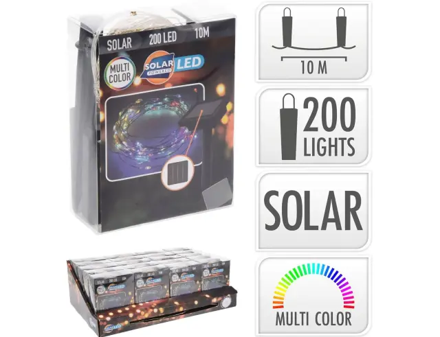 Deco 200 Ηλιακά Φωτάκια MicroLED - 10 Μέτρα + 2 Μέτρα σύνδεσης, Ασημί συρμάτινο καλώδιο - Πολύχρωμο CZ6540110