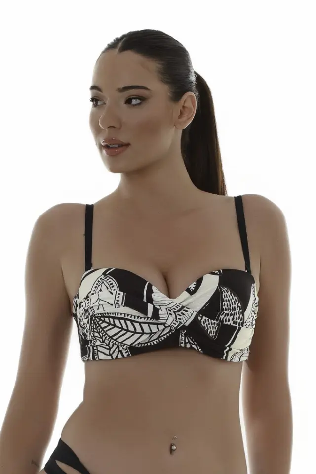 Τοπ strapless μαγιό με φύλλα
