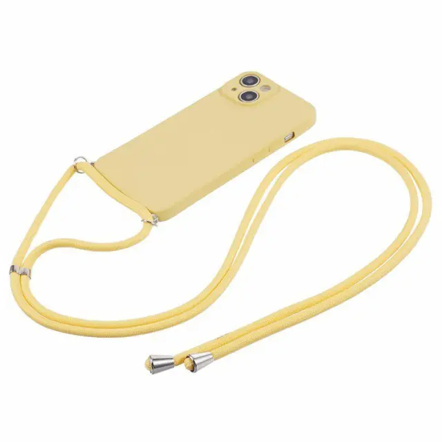 Θήκη Σιλικόνης με Κορδόνι για το Λαιμό για iPhone 13- Yellow OEM 2