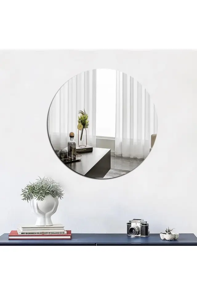 Stewehome Στρογγυλός καθρέφτης τοίχου 50 cm χωρίς πλαίσιο Λευκό