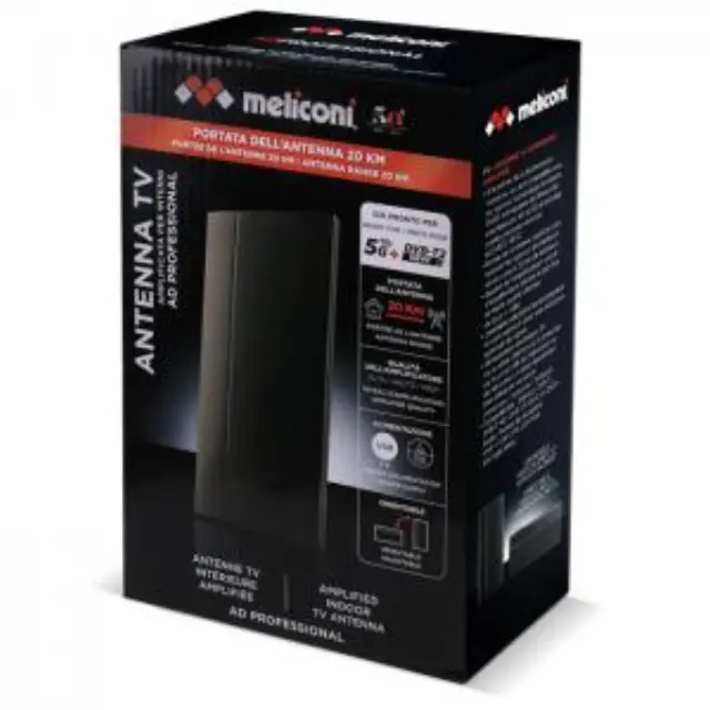 Meliconi Ad Professional R1 Usb Indoor Digital Antenna Εσωτερική Κεραία Τηλεόρασης (απαιτεί τροφοδοσία) σε Μαύρο Χρώμα Σύνδεση με Ομοαξονικό (Coaxial) Καλώδιο 3