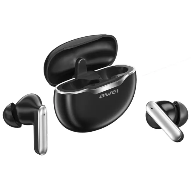 Awei In-ear Bluetooth Handsfree Ακουστικά με Θήκη Φόρτισης Μαύρα T50 3