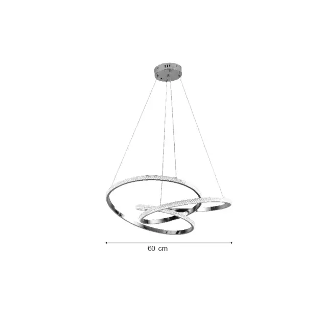 Inlight Κρεμαστό φωτιστικό LED 58W 3CCT (by switch on base) σε χρώμιο D:60cm (6092-A-Chrome) 3