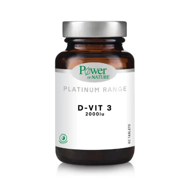 Power Of Nature Platinum Range D-Vit 3 Βιταμίνη για Ενίσχυση του Ανοσοποιητικού & την Υγεία των Οστών 2000iu 60 ταμπλέτες