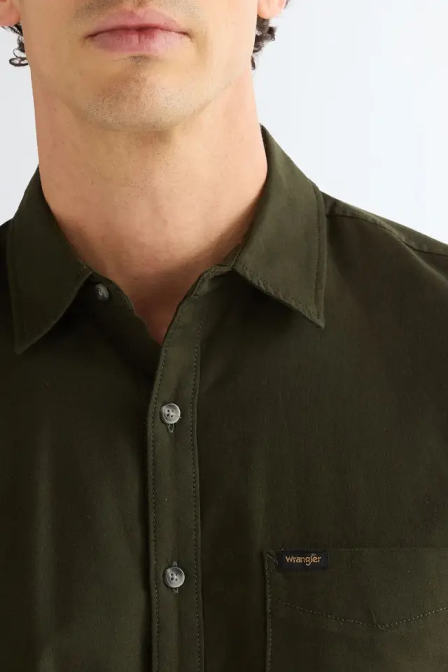 Wrangler Ανδρικό Πουκάμισο 1 PKT 112386947 - Dark Olive Green - XXL 3
