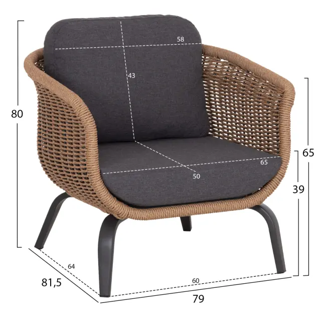 ΣΕΤ ΣΑΛΟΝΙ 5ΤΜΧ FB96555.01 ΓΚΡΙ ΑΛΟΥΜΙΝΙΟ & OLEFIN--TWIST WICKER ΣΕ ΦΥΣΙΚΟ 3