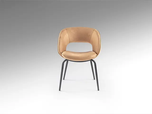 Καρέκλα Nim 642132 Camel/Black Μεταλλική με Καμπύλο Κόντρα Πλακέ Camel Καφέ Μαύρο 3