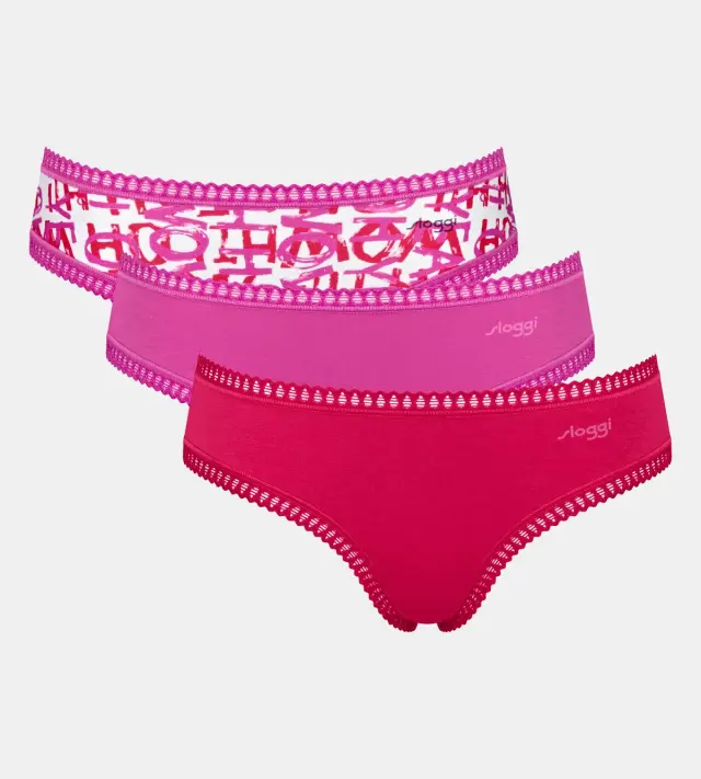 Sloggi Βαμβακερά Σλιπ Go Crush H Hipster C3P Συνδυασμός Κόκκινο - S