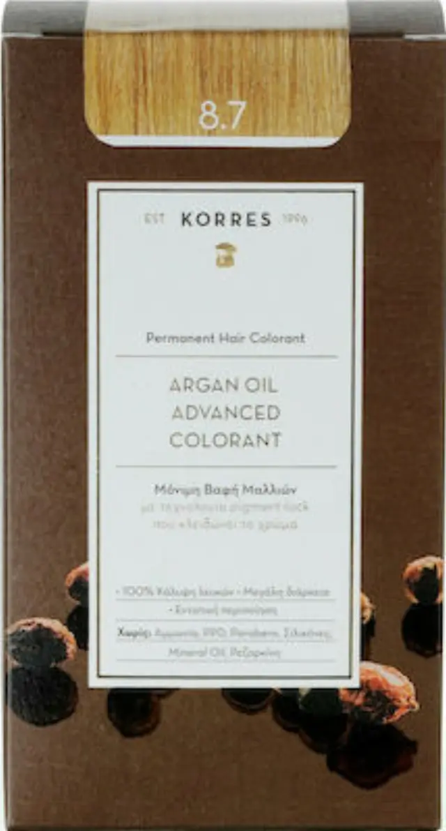 Korres Argan Oil Advanced Colorant Μόνιμη Βαφή Μαλλιών 8.7 Καραμέλα, 50ml 3