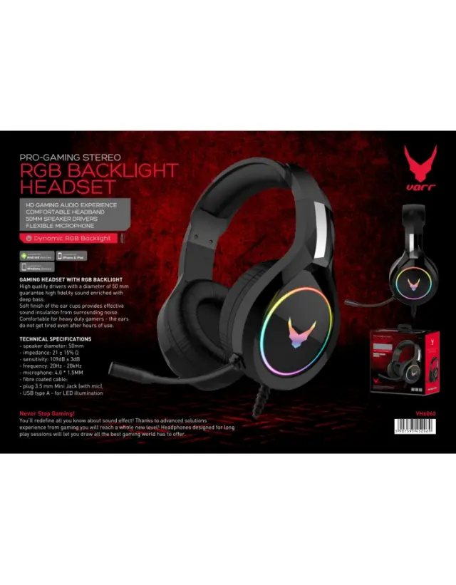 VARR GAMING RGB HEADSET HI-FI STEREO MIC VH6060 BLACK 2