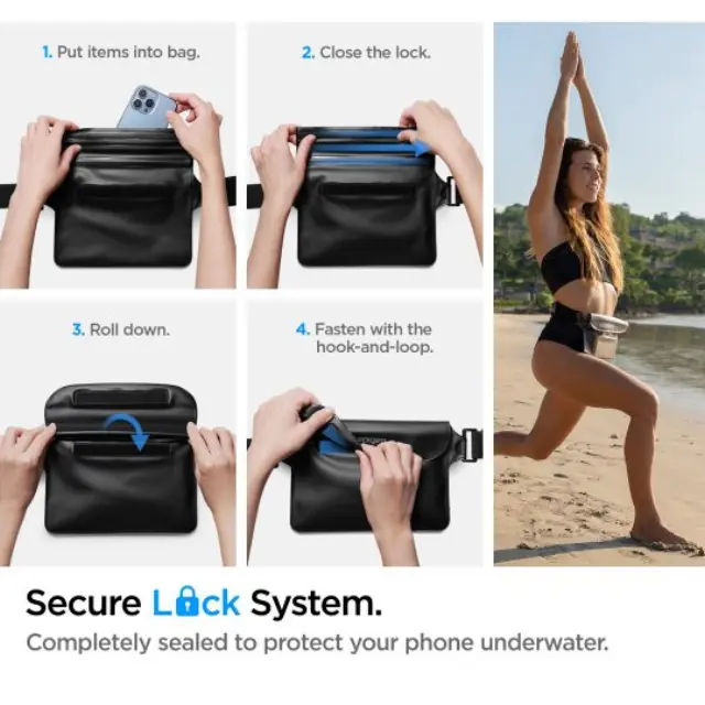 Spigen Θήκη Κινητού A621 Universal Waterproof Case & Waist Bag Black 3