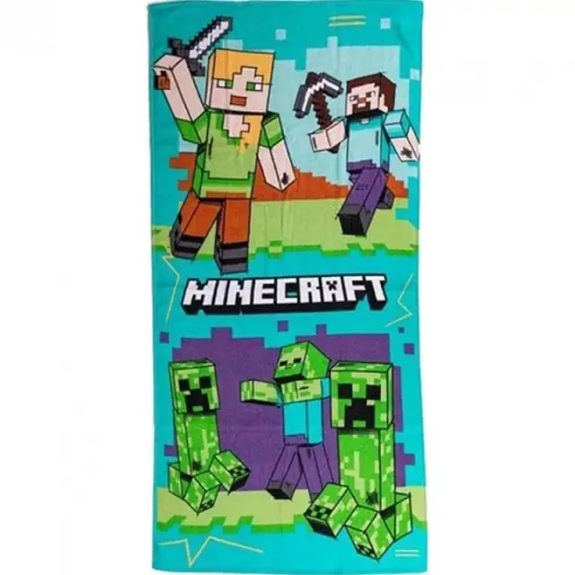 Minecraft Battle πετσέτα μπάνιου, πετσέτα θαλάσσης 70x140 cm 100% Βαμβάκι Πράσινο