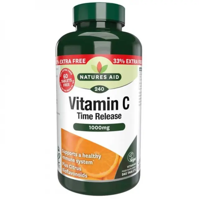 Natures Aid Vitamin C Time Release 1000mg Βιταμίνη C Αργής Αποδέσμευσης 240 ταμπλέτες