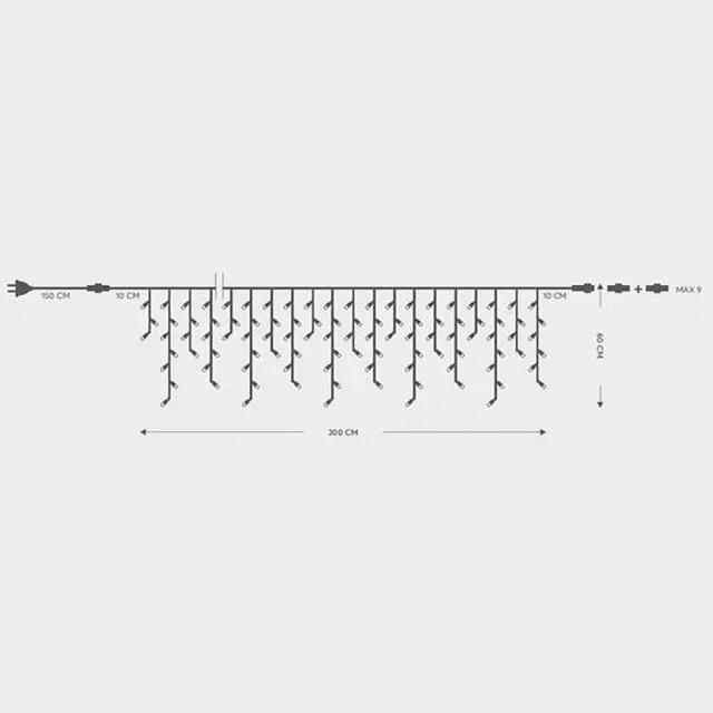 144 LED Βροχή Με Προέκταση 150cm Λευκό Φως 300x60cm (5/7/5/7) IP65