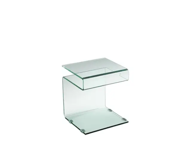 Τραπεζάκι Βοηθητικό GLASSER Bent Glass - Γυαλί Clear 42x38x48cm