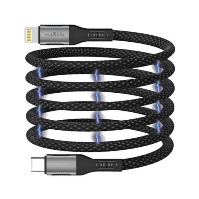 Καλώδιο Σύνδεσης USB 2.0 Maxlife MXUC-11 Magnetic Nylon USB C σε Lightning 27W 1m Μαύρο N66965