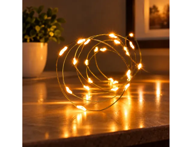 Deco 40 Φωτάκια MicroLED - 1.95 Μέτρα + 10 Εκατοστά σύνδεσης , με χρονοδιακόπτη, Χρυσό συρμάτινο καλώδιο - Θερμό λευκό AX9734110
