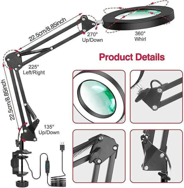 Λάμπα γραφείου με μεγεθυντικό φακό και Ring Light 2