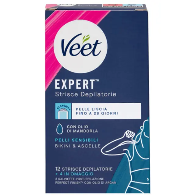 Veet Easy Gel Ταινίες Αποτρίχωσης Για Μασχάλες και Μπικίνι (Για Ευαίσθητες Επιδερμίδες) 12+4τμχ