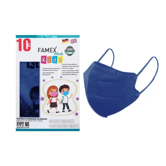 Μάσκα για παιδιά FFP2 Famex KIDS PFE≥95% 10τμχ - μπλε θάλασσας