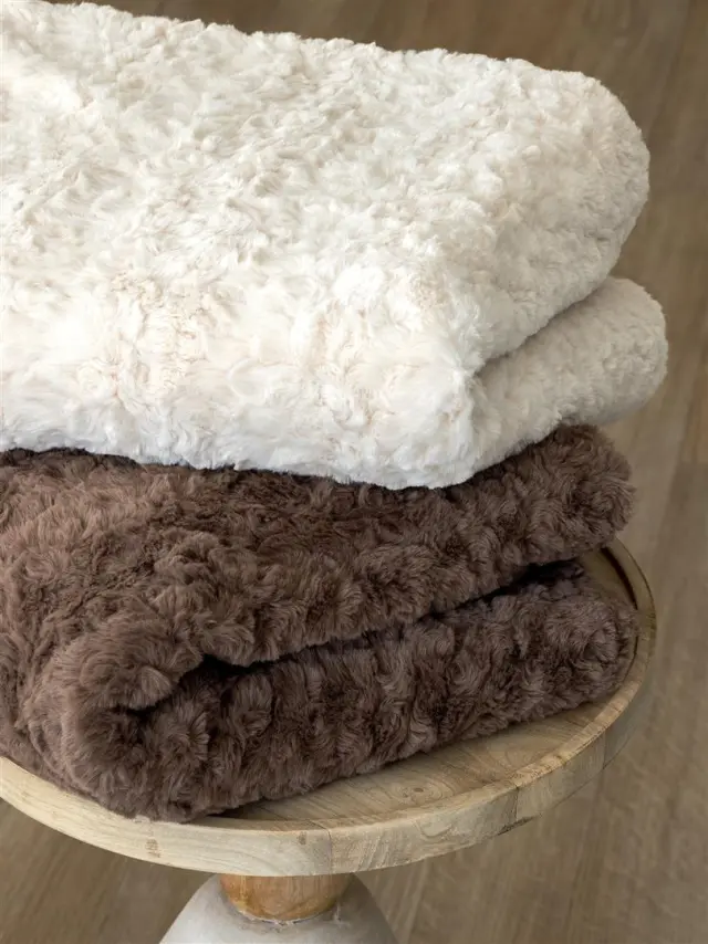 Κουβέρτα καναπέ Fleece Palamaiki Aleria Ecru 130x180