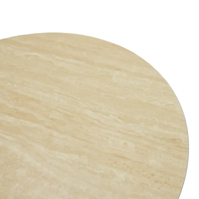Τραπέζι σαλονιού Franzel pakoworld sintered stone σε όψη τραβερτίνας-mdf σε καρυδι Φ80x40εκ 3