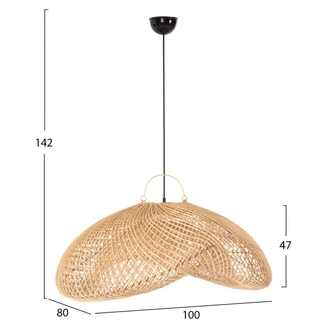 Φωτιστικό οροφής κρεμαστό Perk Rattan σε φυσικό χρώμα 100x80x142 εκ. 2