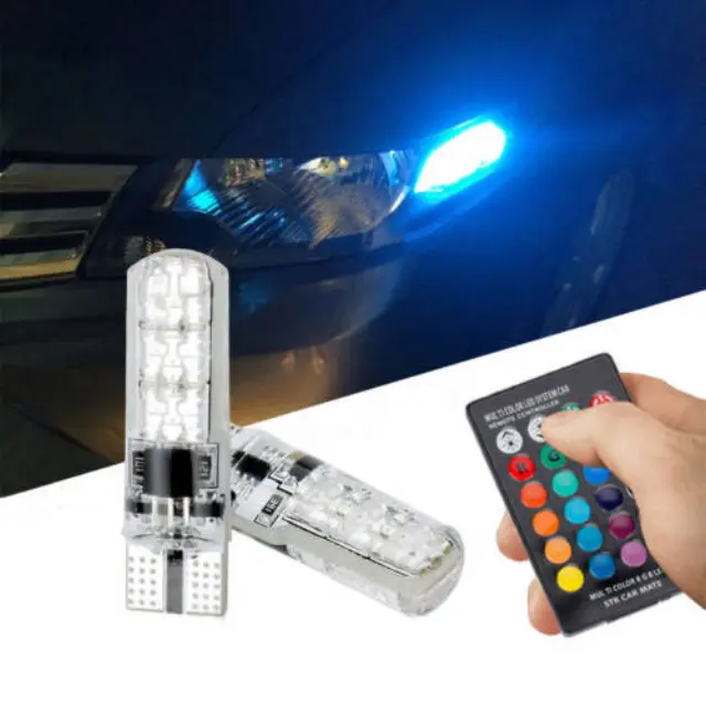 Ψείρες LED Τ10 (RGB) με τηλεχειρισμό για αυτοκίνητα 3