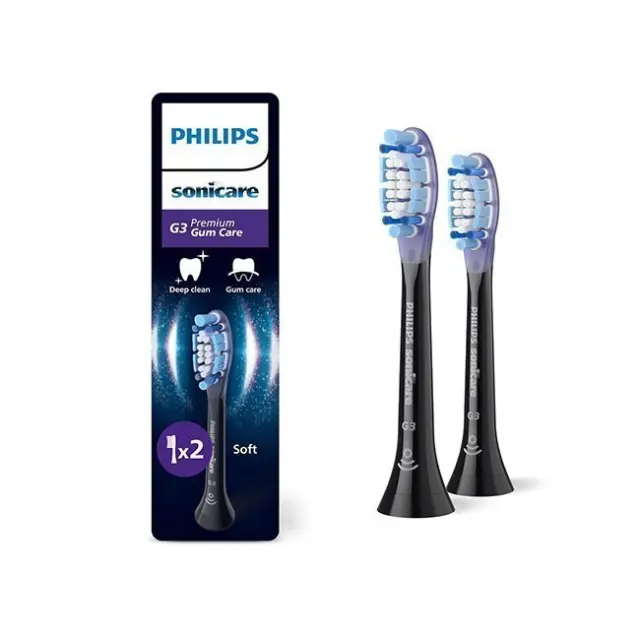 Philips Ανταλλακτικές Κεφαλές για Ηλεκτρική Οδοντόβουρτσα Sonicare Premium Gum Care G3 2pcs Black (HX9052/88)
