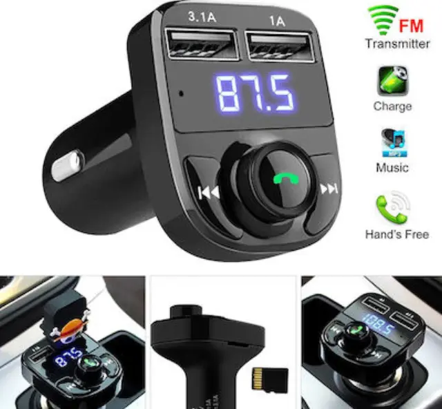 Φορτιστής – Πομπός Αυτοκινήτου Μετάδοσης Mp3 / Bluetooth / USB – Car X8