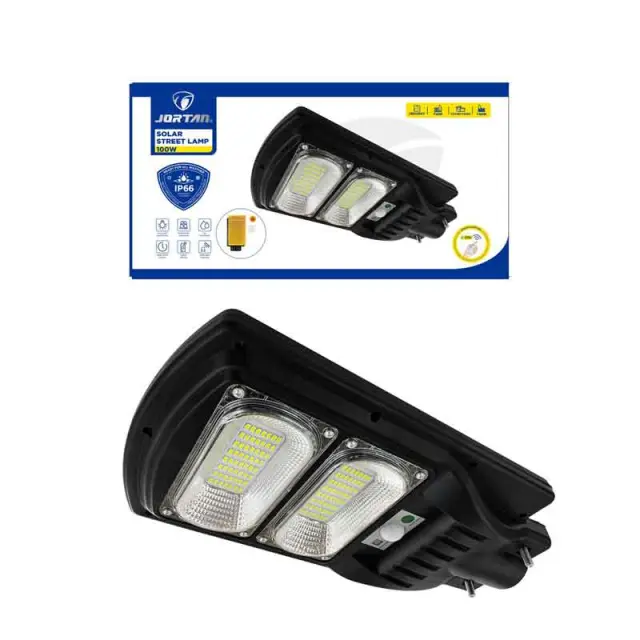 Jortan Led Αδιάβροχο Ηλιακό Φωτιστικό Δρόμου 100W με Ανιχνευτή Κίνησης Και Τηλεχειριστήριο IP66 6500K - Solar Street Lamp 0274013