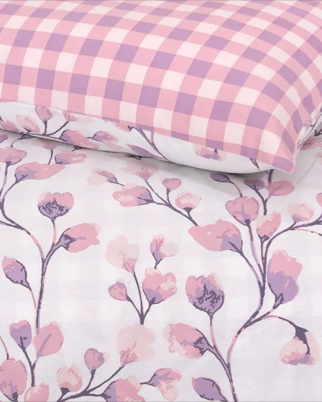 Σετ Σεντόνια 100x200+30 Μονά Kocoon Camille Pink-Lilac 100% βαμβακερόΜε Λάστιχο 2