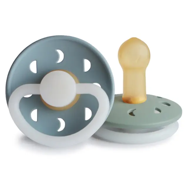 Σετ 2 Πιπίλες Latex Νυκτός FRIGG Moon Phase Stone Blue/Sage 6-18 Μηνών Baby Oliver