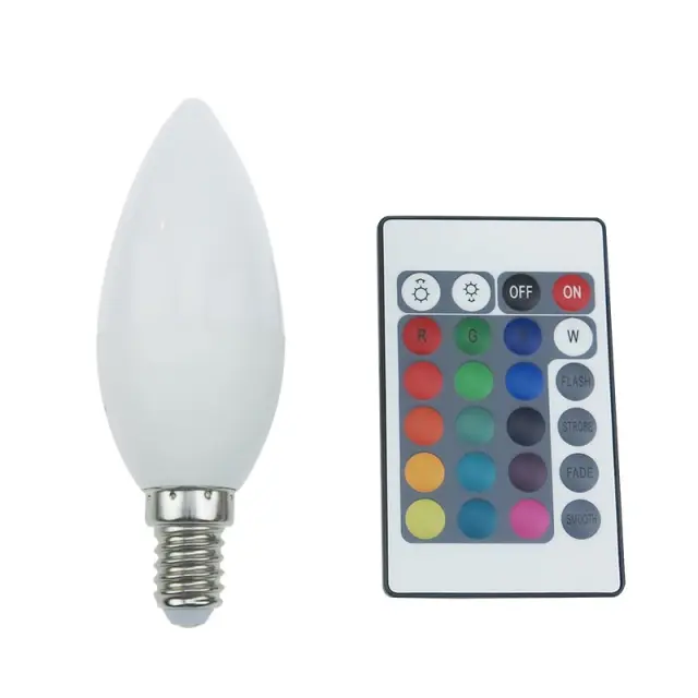 LED SMD C37 4W IR RGB 3000K 230V AC 300LM RA80 30000HRS 270° 1xE14 / C37414RGBWN